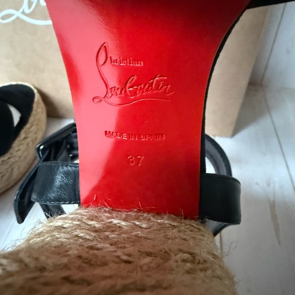 Christian Louboutin Calakala Espadrille Platform Sandal Black sz 37 / 7 - Picture 12 of 13